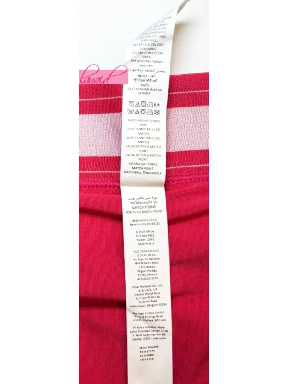 Alo Match Point Tennis Skirt Pink Fuchsia Hot Yoga Exercise Sports Shorts Skort